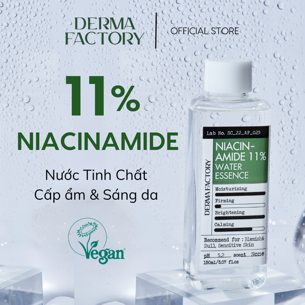  Nước cân bằng tinh chất dưỡng trắng Niacinamide 11% Derma Factory 150ml 