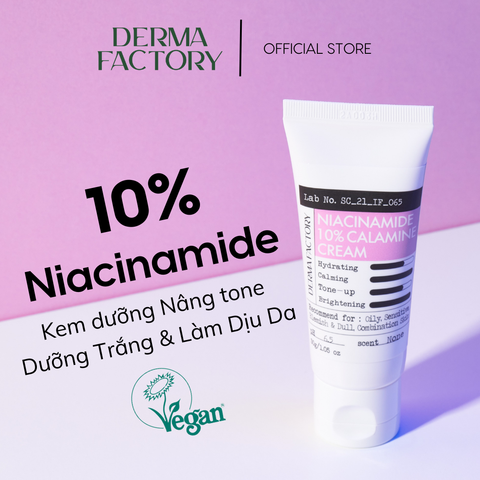  Kem dưỡng trắng làm dịu Derma Factory Niacinamide 10% Calamine Cream 30g 