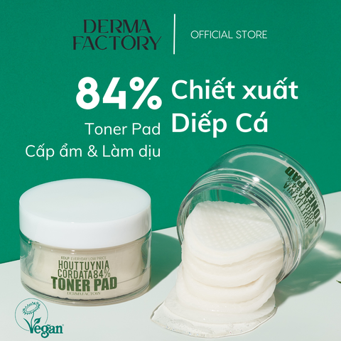  Toner pad làm dịu chiết xuất diếp cá Derma Factory Houttuynia Cordata 84% Toner Pad 150ml 