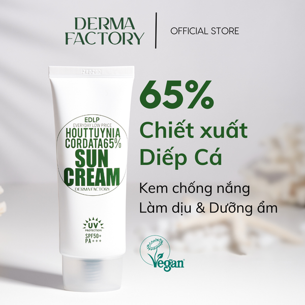  Kem chống nắng diếp cá Derma Factory Houttuynia Cordata 65% Sun Cream 50g 
