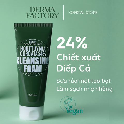  Sữa rửa mặt diếp cá Derma Factory Houttuynia Cordata 24% Cleansing Foam 120g 