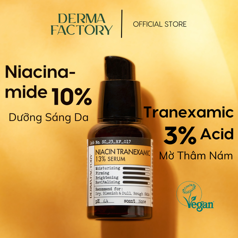  Serum dưỡng trắng da mờ thâm nám Derma Factory Niacin Tranexamic Acid 13% 30ml 