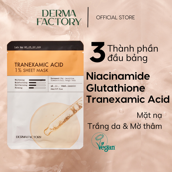  Mặt nạ dưỡng trắng, mờ thâm nám Derma Factory Tranexamic Acid 1% sheet mask 23ml 