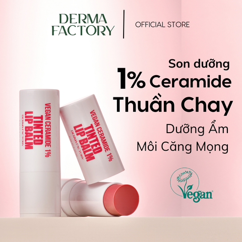  Son dưỡng có màu thuần chay Derma Factory Vegan Ceramide 1% Tinted Lip Balm 6.5g 