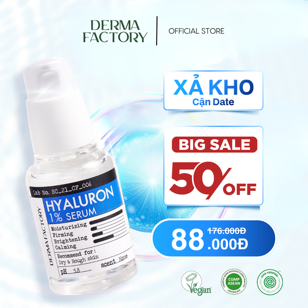  Serum HA dưỡng ẩm chuyên sâu Derma Factory Hyaluron 1% Serum 30ml 
