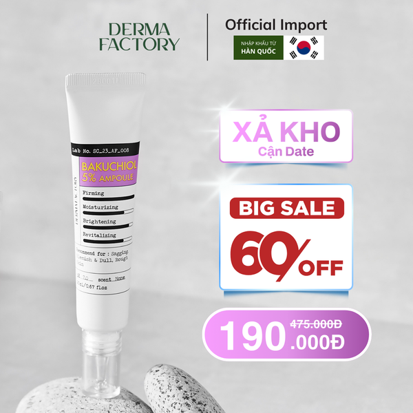 Tinh chất dưỡng sáng, chống nhăn và trẻ hóa da Derma Factory Bakuchiol 5% Ampoule 