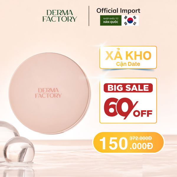  [TẶNG THÊM MÚT] Phấn nước chống nắng cấp ẩm căng bóng Derma Factory Vegan Collagen Cushion (#21) 15g 
