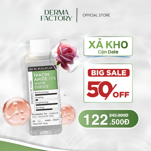  Nước cân bằng tinh chất dưỡng trắng Niacinamide 11% Derma Factory 150ml 
