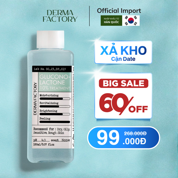  Nước cân bằng tẩy tế bào chết và làm sáng da Derma Factory Gluconolactone 10% Treatment 150ml 