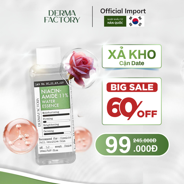  Nước cân bằng tinh chất dưỡng trắng Niacinamide 11% Derma Factory 150ml 