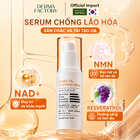  Tinh chất Chống lão hóa - Tái tạo da Derma Factory NMN 1% Renewing Serum 30ml 