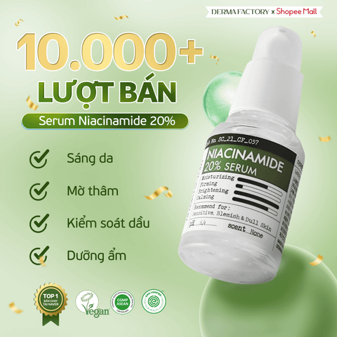  Serum dưỡng trắng mờ thâm Derma Factory Niacinamide 20% Serum 30ml 