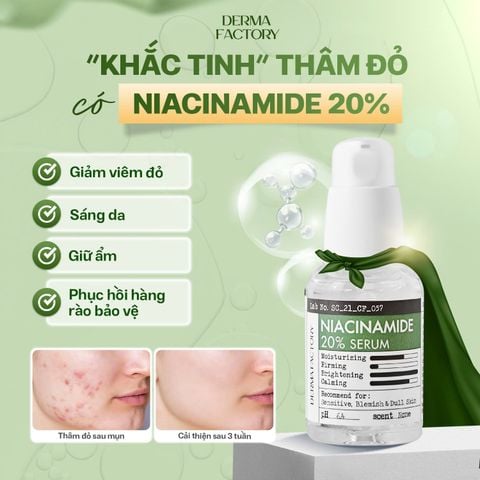  Serum dưỡng trắng mờ thâm Derma Factory Niacinamide 20% Serum 30ml 