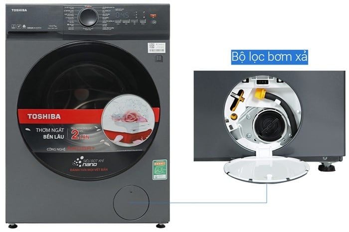 Máy giặt sấy Toshiba Inverter giặt 10.5 kg - sấy 7 kg TWD-T21BU115UWV(MG)