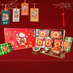 Hộp Bánh Mèo Thần Tài Tết 2026 – Kèm Túi Giấy Cao Cấp (720g)