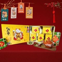 Hộp Bánh Mèo Thần Tài Tết 2026 – Kèm Túi Giấy Cao Cấp (720g)