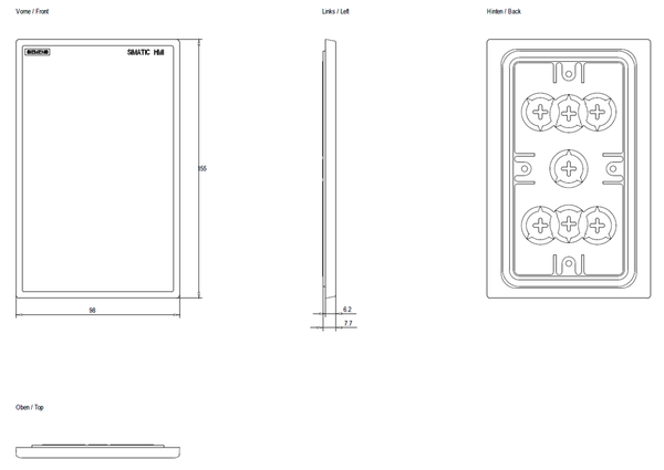 6AV3688-3XY38-3AX0 Thiết kế mặt trước rỗng của SIMATIC HMI Siemens
