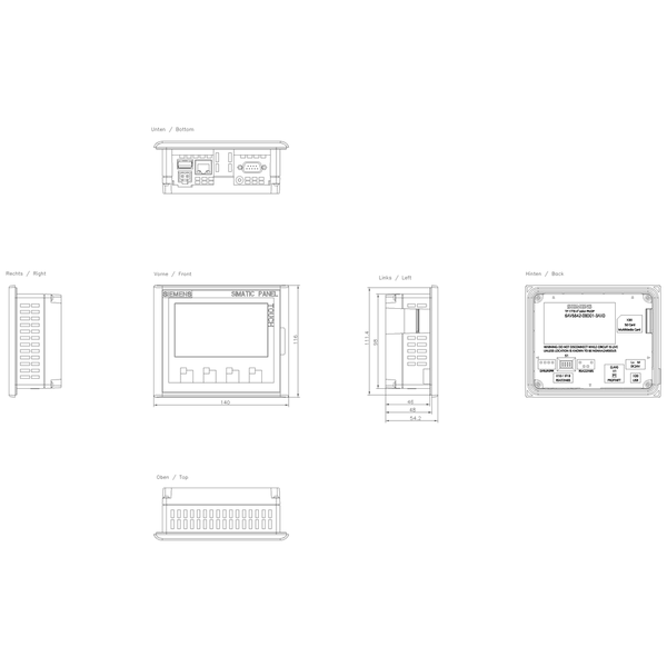 6AV6642-0BD01-3AX0 SIMATIC HMI TP 177B 4 PN/DP Siemens