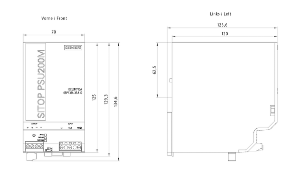 6EP1334-3BA10 Bộ nguồn SITOP PSU200M một pha và hai pha 24 V DC/10 A Siemens