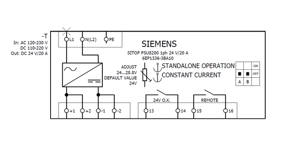 6EP1336-3BA10 Nguồn điện SITOP PSU8200 một pha 24 V DC/20 A Siemens