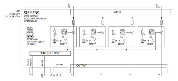6EP1961-2BA31 Mô-đun chọn lọc SITOP PSE200U 24 V DC/4 x 0,5-3A với tín hiệu kênh đơn Siemens