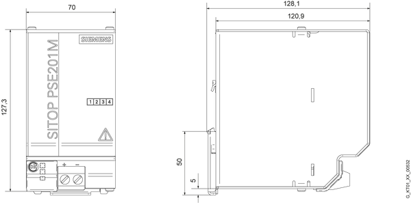 6EP1961-3BA01 Mô-đun đệm SITOP PSE201U có dung lượng đệm 100ms-10s phụ thuộc vào dòng tải Siemens