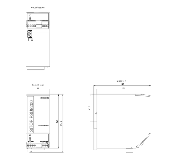 6EP3334-8SB00-0AY0 Nguồn điện SITOP PSU8200 một pha 24 V DC/10 A Siemens