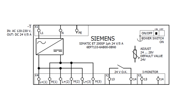 6EP7133-6AB00-0BN0 Nguồn điện SIMATIC ET 200SP PS một pha 24 V DC/5 A Siemens