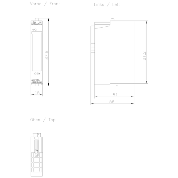 6ES7132-4BB01-0AB0 SIMATIC ET 200S 2DQ 24 V DC/0,5 A HF PU 5 Siemens