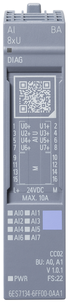 6ES7134-6FF00-0AA1 SIMATIC ET 200SP AI 8xU BA PU 1 Siemens
