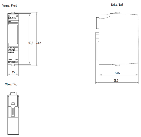 6ES7134-6GF00-0AA1 SIMATIC ET 200SP AI 8xI 2-/4 dây BA PU 1 Siemens