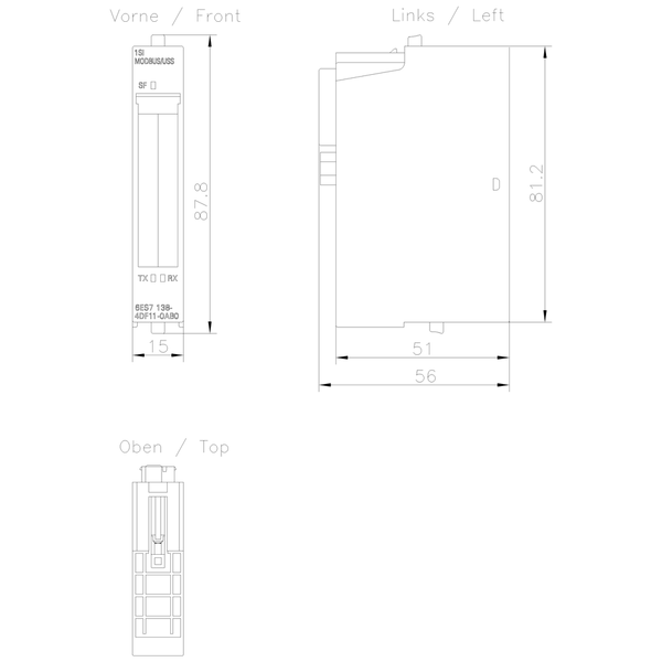 6ES7138-4DF11-0AB0 SIMATIC ET 200S 1SI RS 232 RS 422 / 485 Modbus RTU USS Siemens
