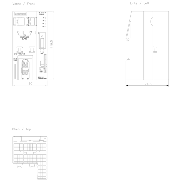 6ES7151-3AA23-0AB0 SIMATIC ET 200S IM 151-3 PN ST Siemens