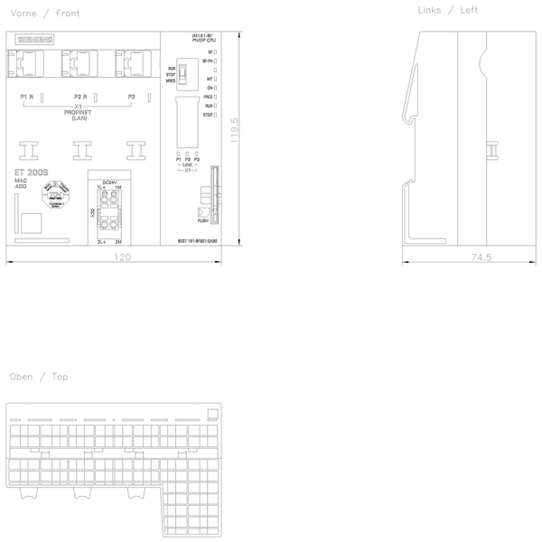 6ES7151-8FB01-0AB0 SIMATIC ET 200S IM 151-8F PN/DP CPU 256 KB Siemens