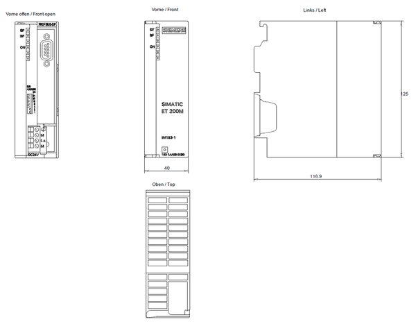 6ES7153-1AA03-0XB0 SIMATIC ET 200M IM 153-1 DP ST Dành cho tối đa 8 mô-đun I/O Siemens