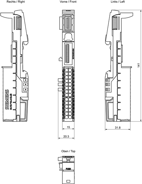 6ES7193-6BP20-2BA0 SIMATIC ET 200SP BU loại A0 BU15-P16+A10+2B PU 10 Siemens