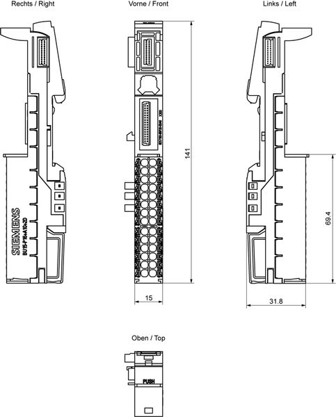 6ES7193-6BP20-2DA0 SIMATIC ET 200SP BU loại A0 BU15-P16+A10+2D PU 10 Siemens