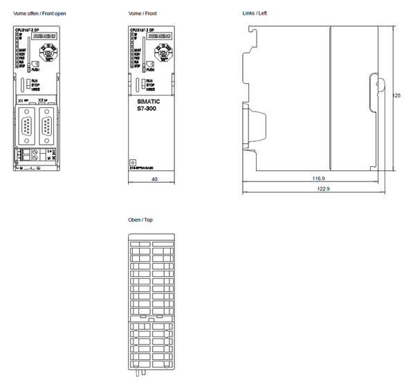 6ES7315-6FF04-0AB0 SIMATIC S7-300 CPU 315F-2 DP 384 KB Siemens