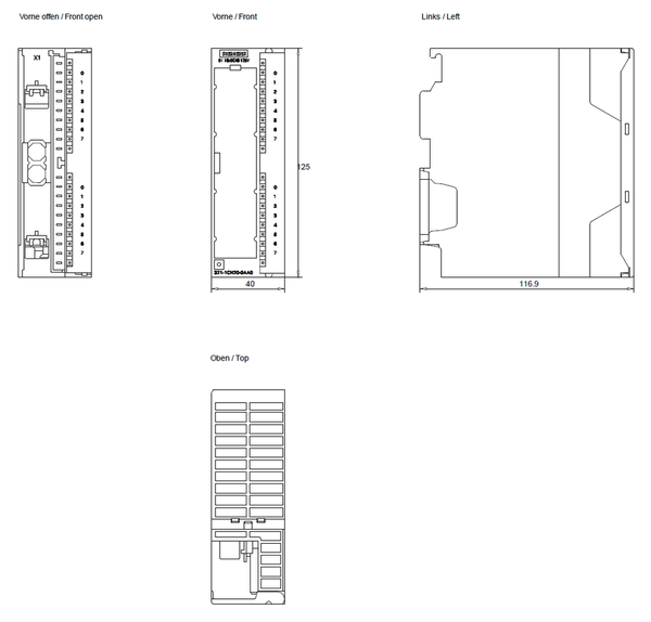 6ES7321-1CH20-0AA0 SIMATIC S7-300 SM 321 DI 16x48 ... 125 V DC Siemens