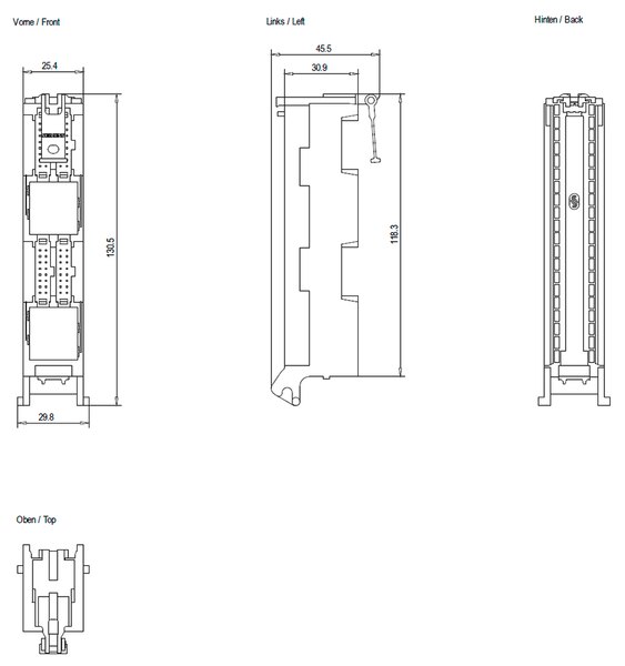 6ES7921-5AK20-0AA0 Mô-đun đầu nối phía trước cho SIMATIC S7-1500 ana. IOs kết nối cáp 16 chân. Siemens