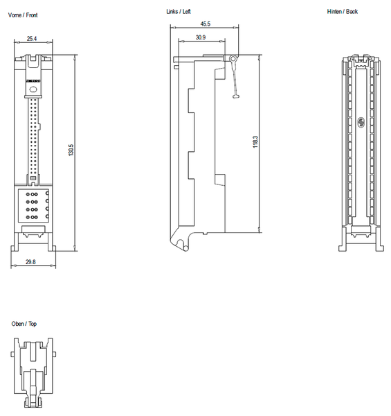 6ES7921-5CK20-0AA0 Mô-đun đầu nối phía trước cho SIMATIC S7-1500 ana. IOs kết nối cáp 50 chân. Siemens