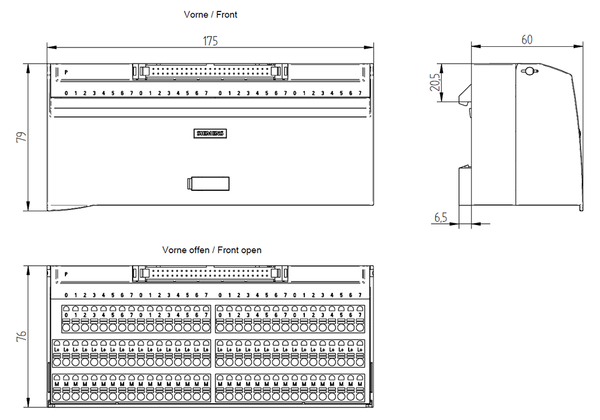 6ES7924-2CA20-0BC0 Khối đầu cuối đào kết nối 3 dây TP3 32 I/O đẩy vào đèn LED Siemens
