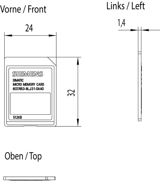6ES7953-8LJ31-0AA0 Thẻ nhớ SIMATIC S7 Micro 512 KB dành cho S7-300/C7/ET 200 Siemens