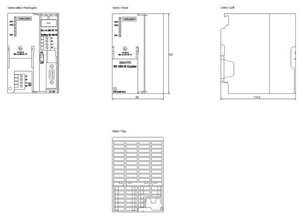 6ES7972-0AC80-0XA0 Kết nối thiết bị hiện trường SIMATIC DP Bộ ghép nối RS 485 iS Siemens