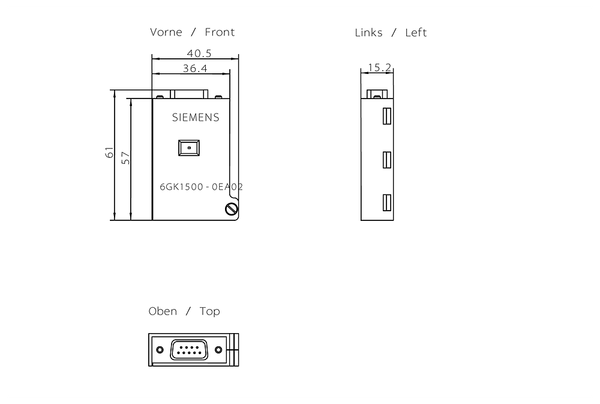 6GK1500-0EA02 Đầu nối bus PROFIBUS có ổ cắm cáp trục cho PC công nghiệp Siemens