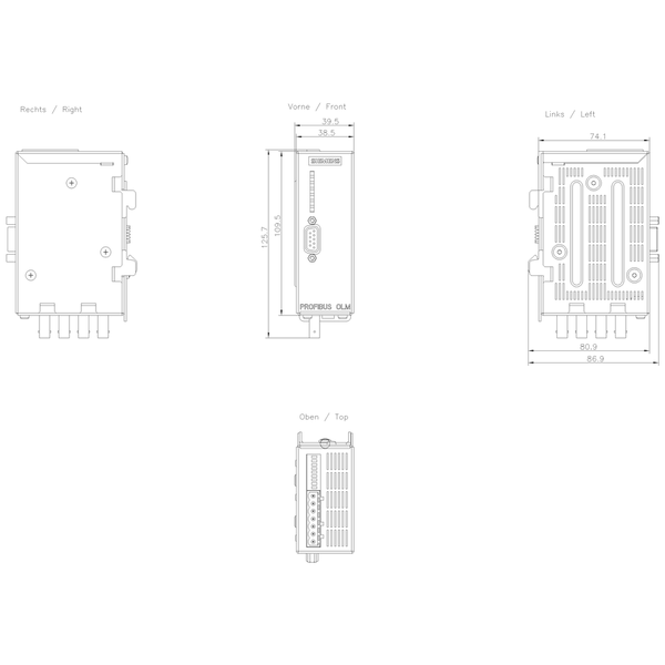 6GK1503-2CC00 Mô-đun liên kết quang PROFIBUS OLM/G11-1300 V4.0 1x RS485 1x BFOC (kính FOC) Siemens