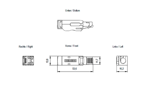 6GK1901-1BB12-2AE0 Phích cắm IE FC RJ45 180 4X2 phích cắm RJ45 CAT6A hệ thống kết nối FC 50 đơn vị Siemens