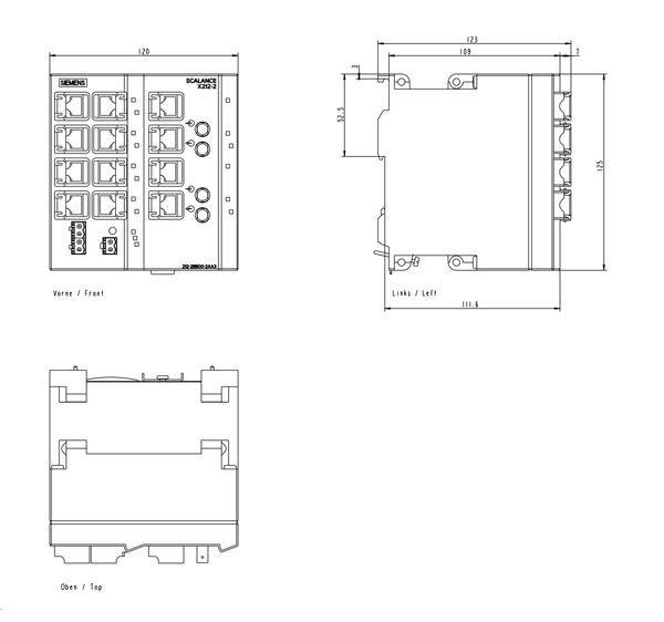 6GK5212-2BB00-2AA3 SCALANCE X212-2 bộ chuyển mạch Lớp 2 được quản lý 12x RJ45 2x ST/BFOC đa chế độ Siemens