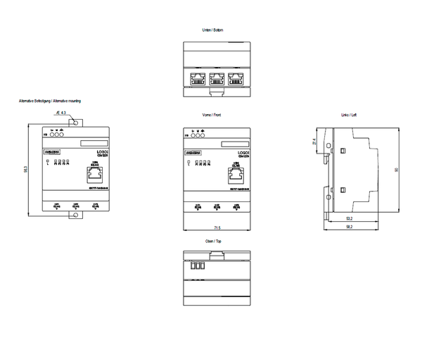 6GK7177-1MA20-0AA0 LOGO SCALANCE! CSM 12/24 bộ chuyển mạch không được quản lý 4x RJ45 1x cổng phía trước Siemens