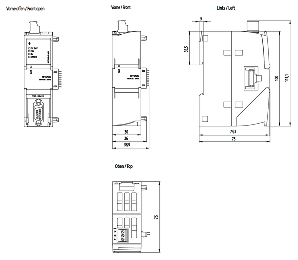 6GT2002-0LA00 Mô-đun giao tiếp RFID RF120C cho SIMATIC S7-1200 có thể kết nối 1 đầu đọc Siemens